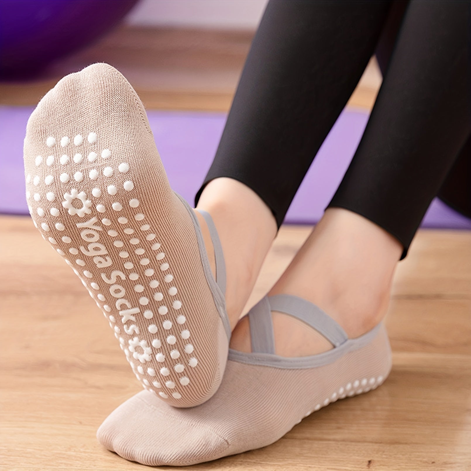 Anti-Skid Cross Strap Backless Yoga Dance Socks with Grips