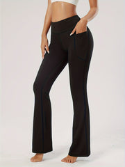 High Waist Flared Yoga Pants with Pocket