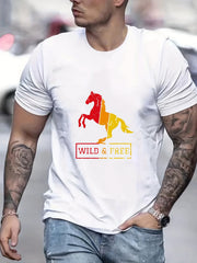 Men's Horse Print Graphic Active T shirt