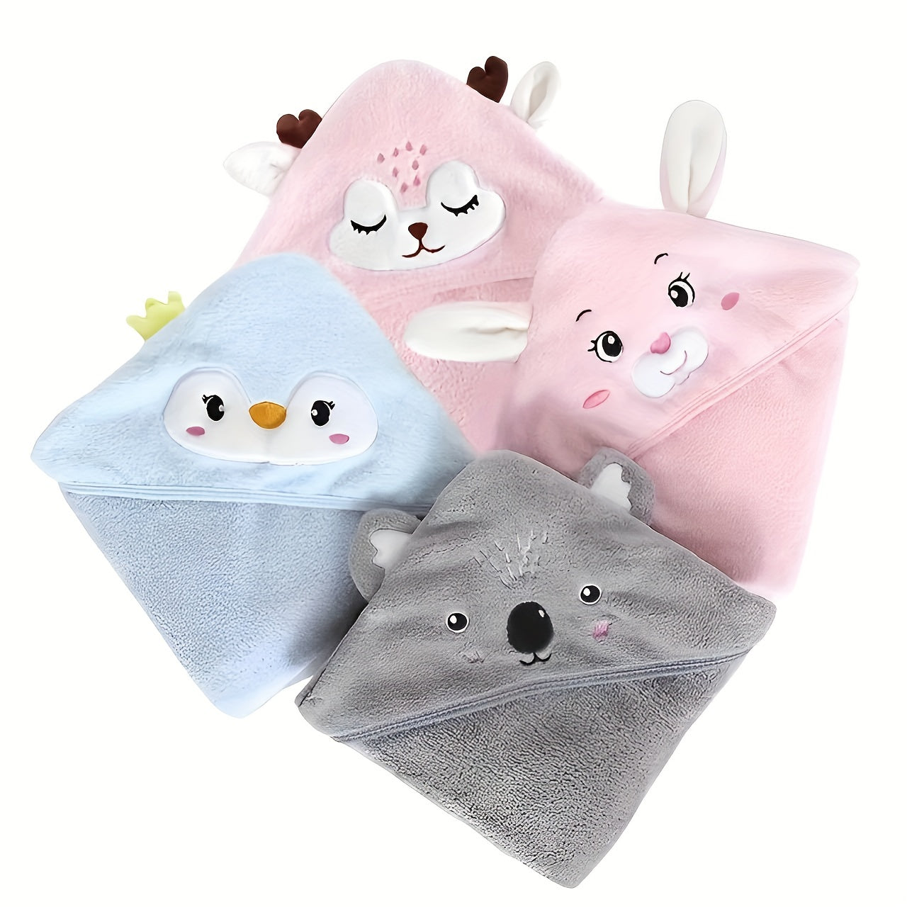 Cartoon Embroidery Baby Hooded Bath Towel Blanket Soft Absorbent