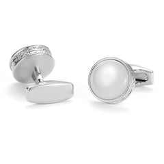 Silver Round Stone Cufflinks for Men