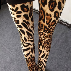 Leopard Print Skinny Leggings High Waist Casual Stretchy Leggings