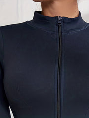 Solid Yoga Zipper Top Long Sleeve Fitness Jacket Women's Activewear