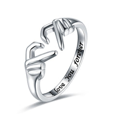 Adjustable Silvery Heart Ring 18K Plated Love Jewelry for Women Teens