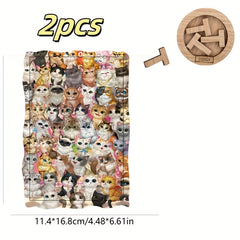 Cat Wooden Puzzle Two Piece Set Educational Jigsaw Toy
