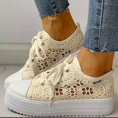 Women's Hollow Out Lace-Up Platform Walking Shoes