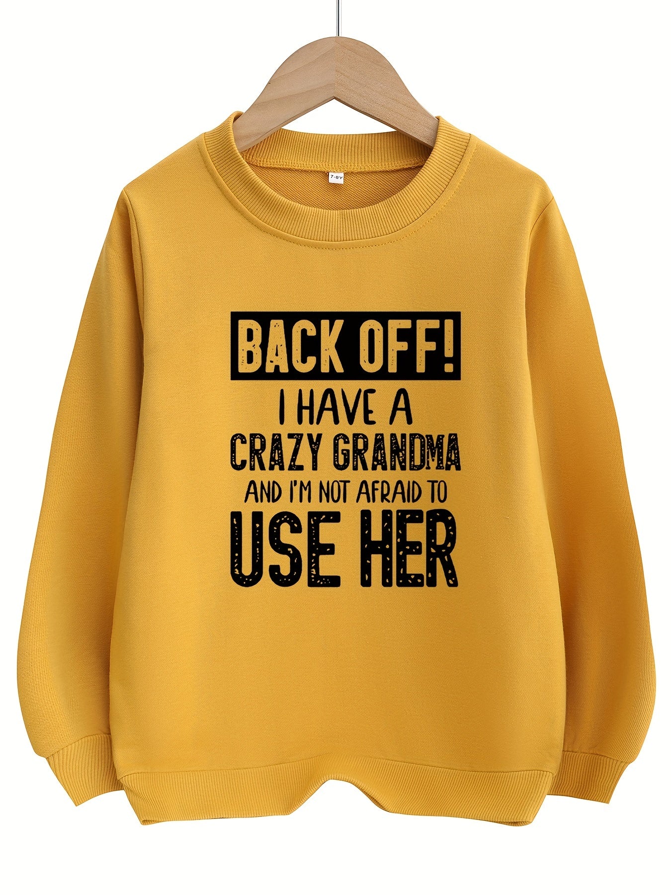 Girls Crazy Grandma Letter Graphic Crew Neck Sweatshirt Top