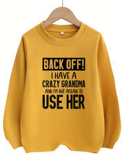 Girls Crazy Grandma Letter Graphic Crew Neck Sweatshirt Top