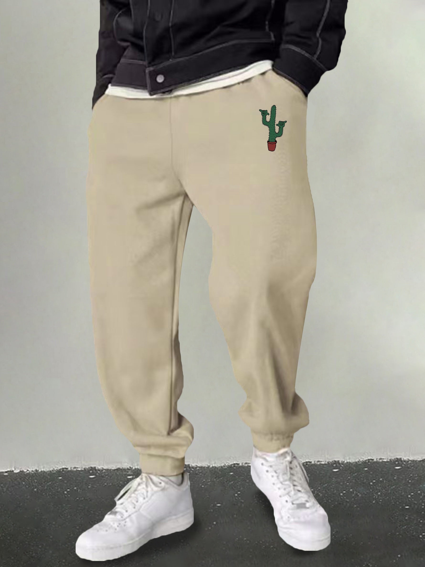 Men's Cactus Print Joggers Stretch Sweatpants