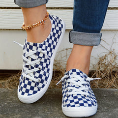 Women's Checkerboard Canvas Slip-On Shoes