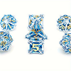 7pcs Hollow Vintage Flower Metal Dice Set