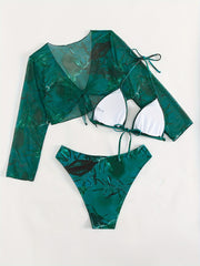 Leaf Print Bikini Set 3 Piece Set