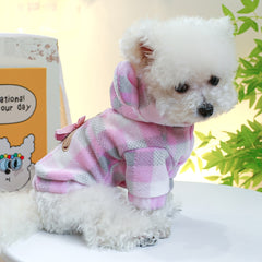 Cartoon Bear Embroidered Pet Bear Ear Shape Hoodie Dog Warm Clothes