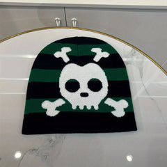 Fashionable Windproof Knit Beanie Hat With Skull Print