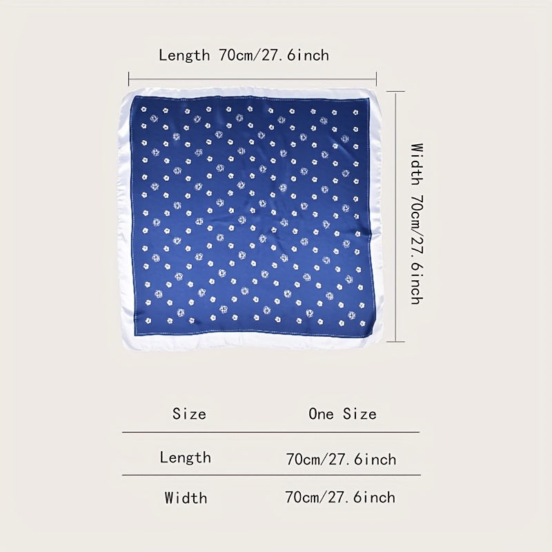 Camellia Printed Bandana Classic Square Scarf Satin Neckerchief Silk