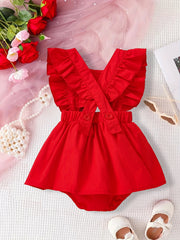 Baby Girls Ruffle Sleeveless Overall Dress Summer Vacation Party Skirt Romper