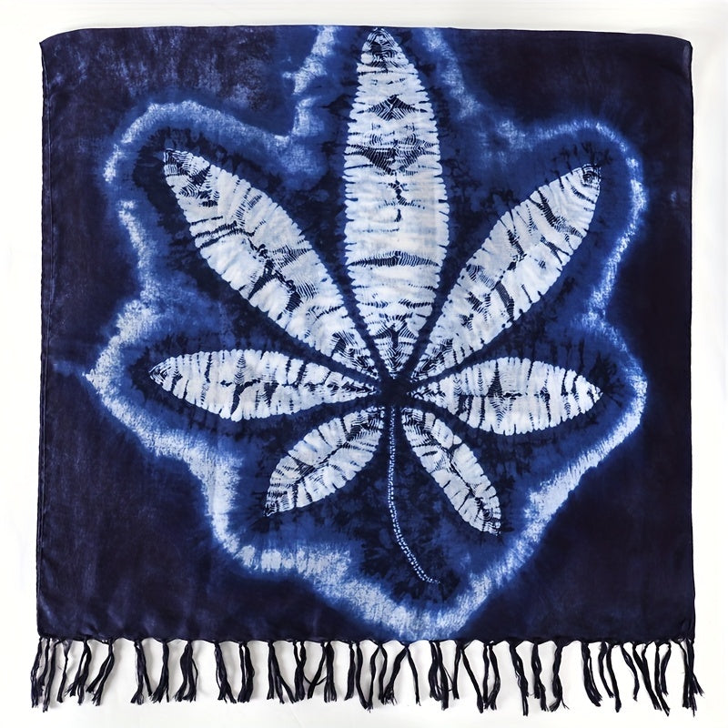 Vintage Snowflake Scarf Dark Warm Fringed Shawl Wrap