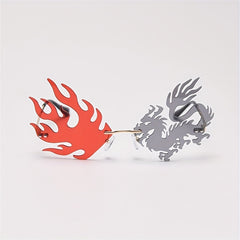 Dragon Flame Sunglasses Rimless for Men Women UV400