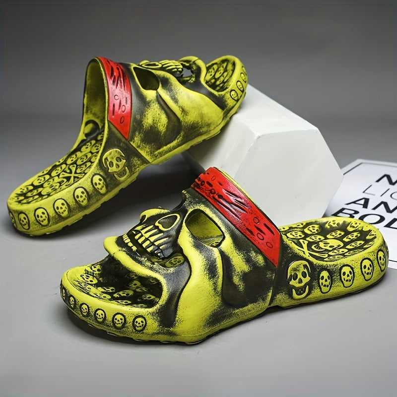 Men's Skull Slip-on Sandals Outdoor Slides Walking Shoes
