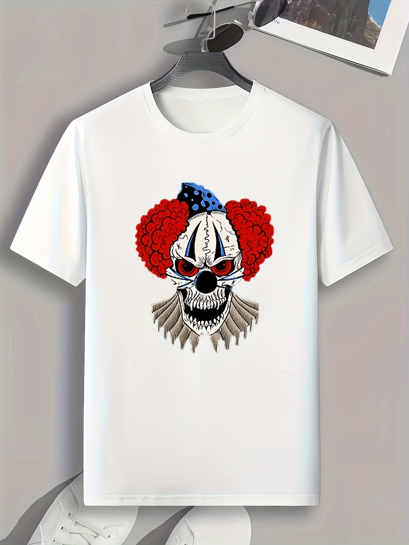 Halloween Scary Clown Pattern Print Men's Sports T-shirt
