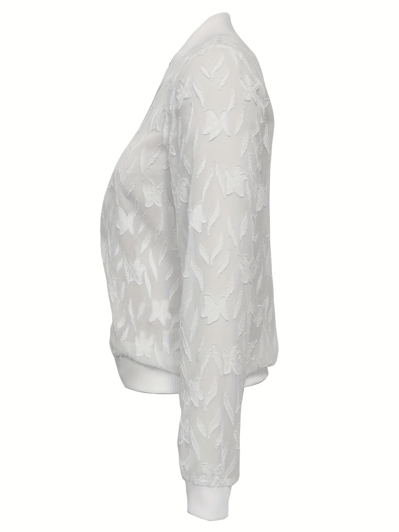 Jacquard Zip Up Jacket Baseball Neck Long Sleeve Outerwear