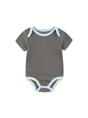 Summer Solid Short Sleeve Baby Bodysuit Cotton Soft 0-12Months Unisex