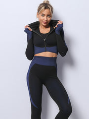 3pcs Seamless Ribbed Workout Set Women's Activewear