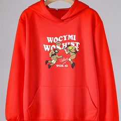 Girls Cartoon Two Girls Pattern Long Sleeve Hooded Sweatshirt Pullover