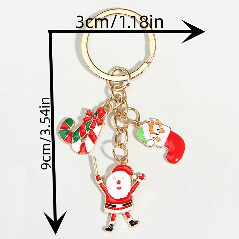 Christmas Keychain Cartoon Santa Claus Pendant Small Gift