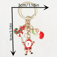 Christmas Keychain Cartoon Santa Claus Pendant Small Gift