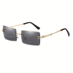 Rectangle Rimless Sunglasses Gradient Anti Glare UV400