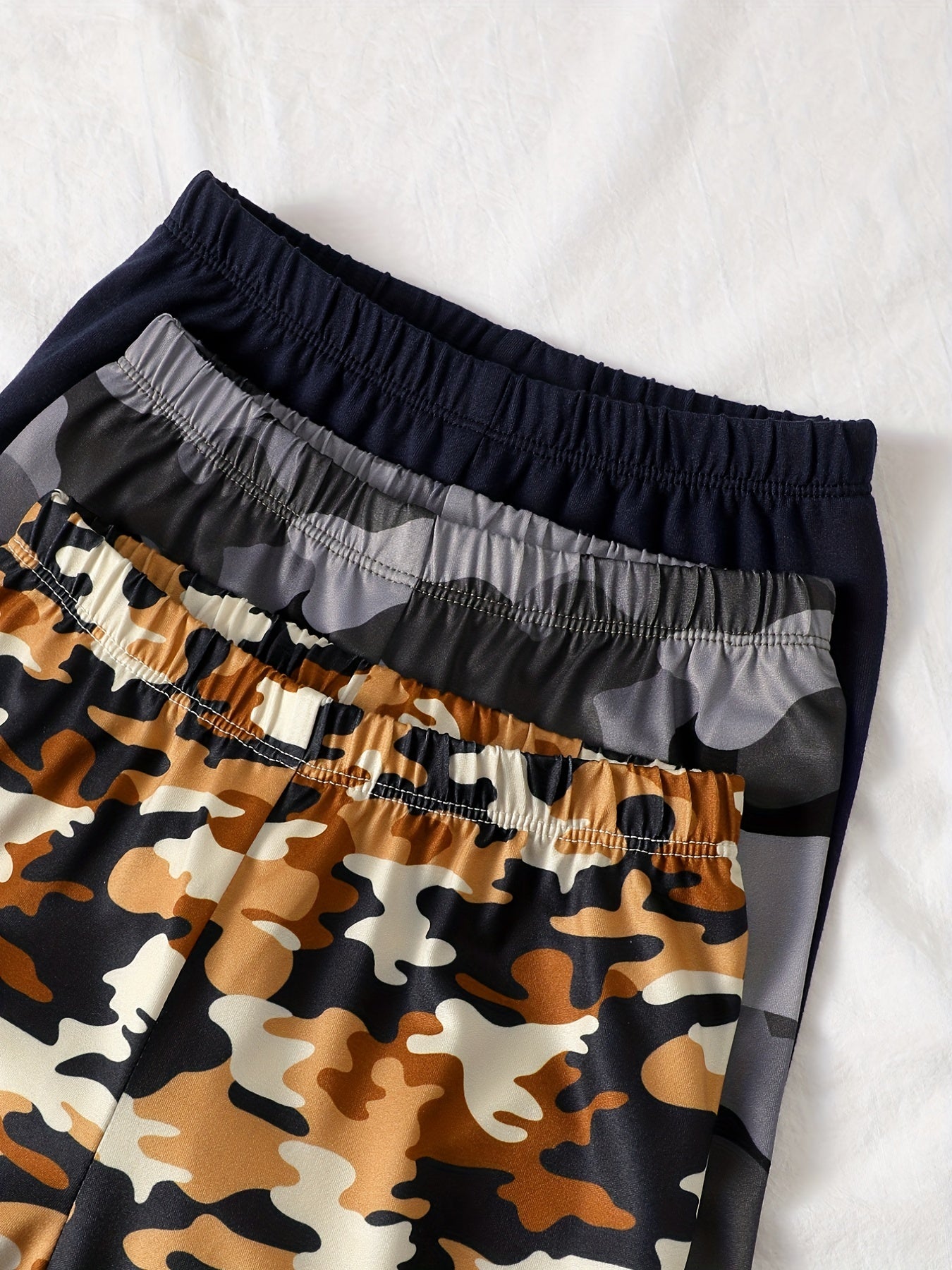 3pcs Girls Skinny Legging Pants in Camouflage, Solid Khaki and Other Colors
