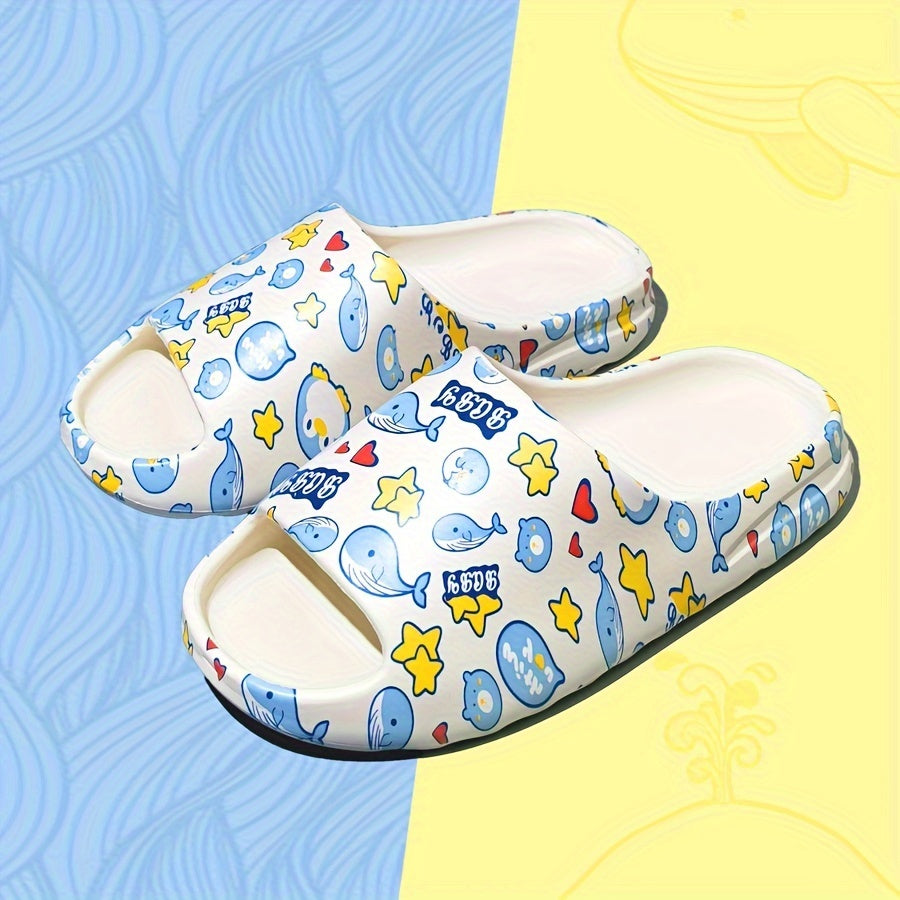 Women's Whale Pattern Pillow Slippers Cloud Slides
