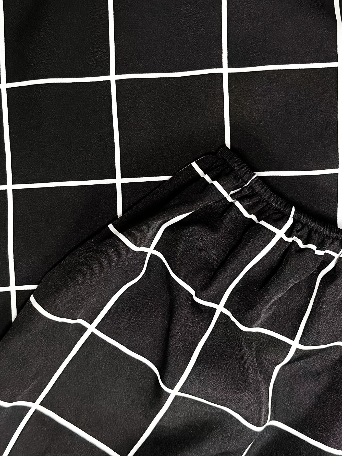 Grid Print Button Up Shirt Dress With Belt