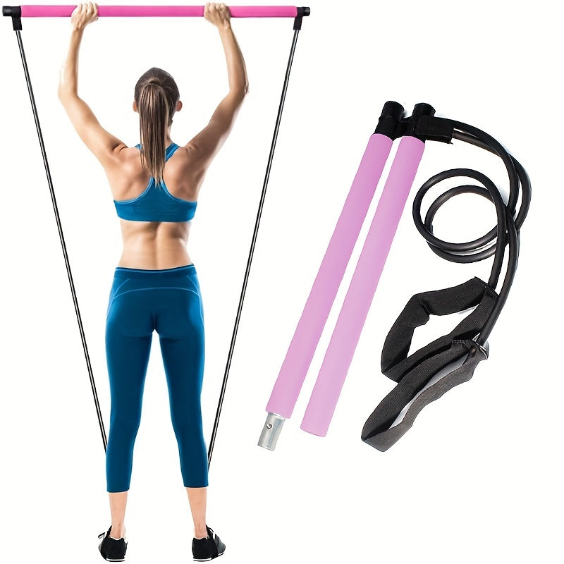Non Slip Pilates Stick With Resistance Belt For Full Body Workout