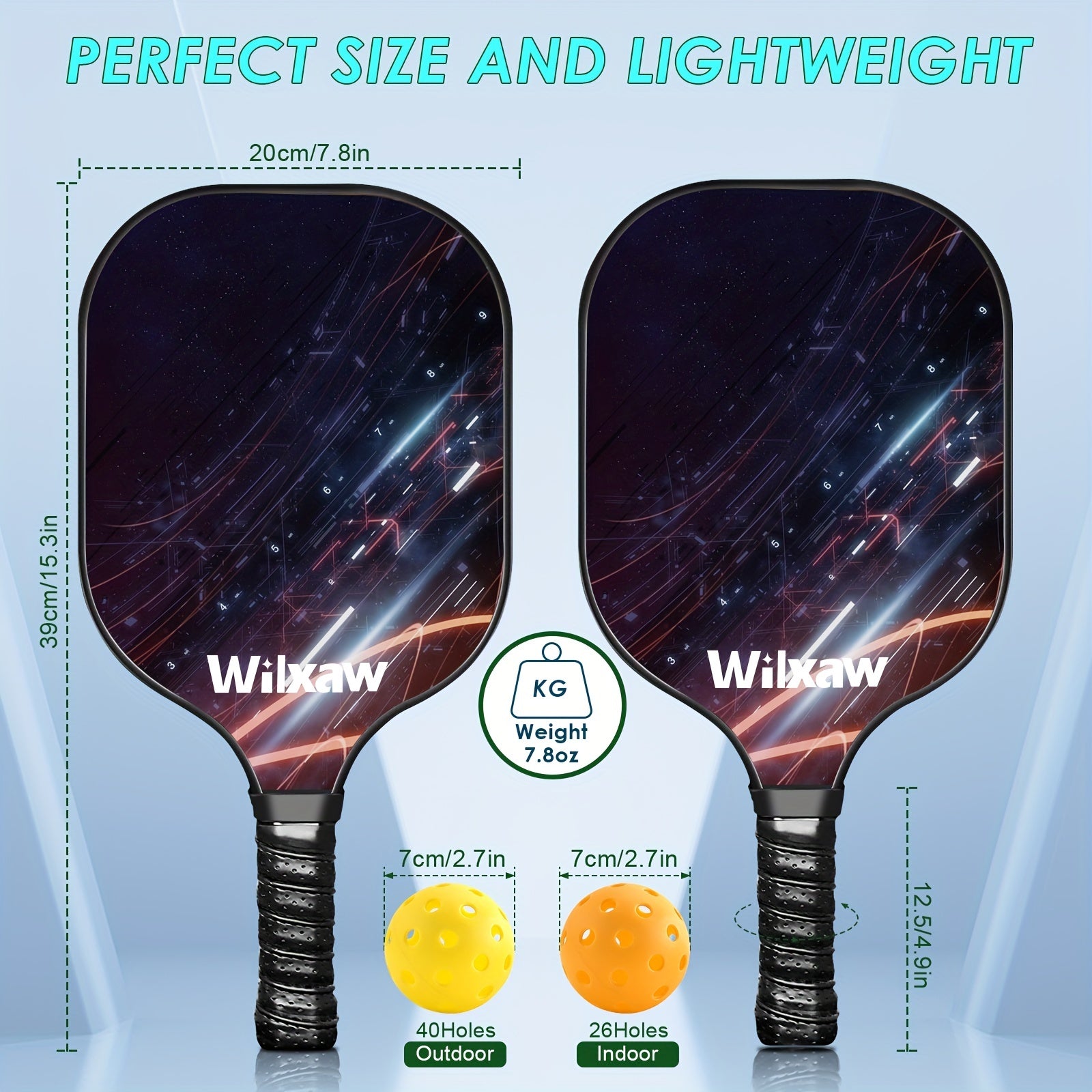 Pickleball Paddles Set with 1 Pair of Paddles, 5 Indoor & 2 Outdoor Balls