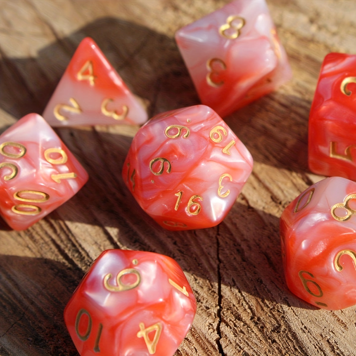 7pcs Rose Pearlescent Dice Set for RPG Party