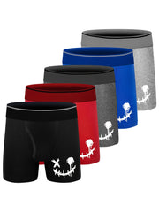5pcs Boys Smiling Face Boxer Briefs Soft Comfortable Underwear