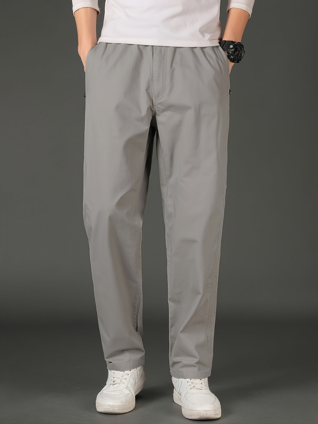 Men's Solid Slim Straight Casual Pants