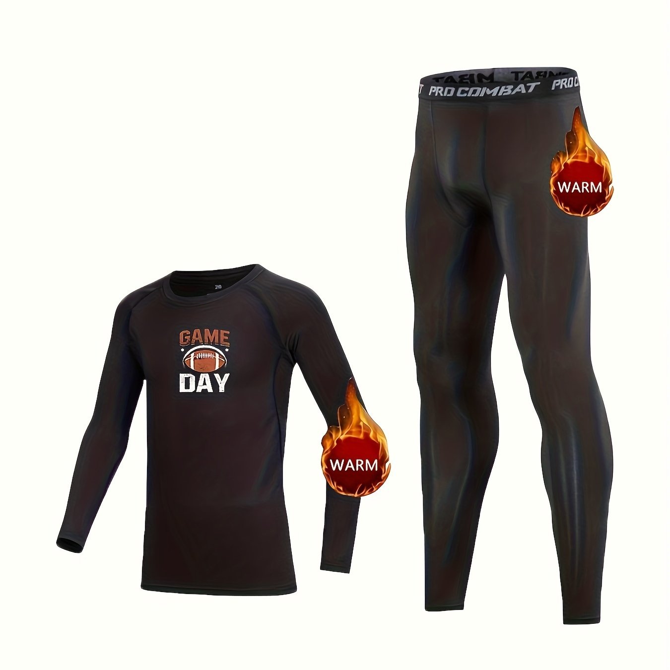 2pcs Kids Football Thermal Compression Sets Shirt & Pants