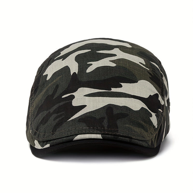 Men's Camo Beret Thin Soft Newsboy Cap Outdoor Casual Hat