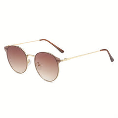 Round Metal Sunglasses Casual Gradient Glasses UV400