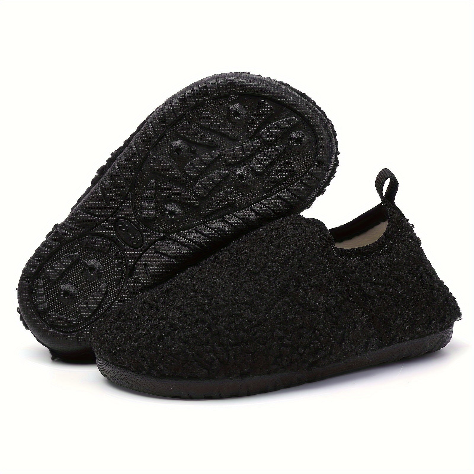 Boys Warm Fleece House Shoes Non Slip Soft Bottom Winter Indoor Shoes