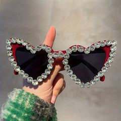 Y2K Rhinestone Heart Sunglasses UV400