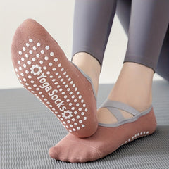 Yoga Socks With Grips Non Slip Pilates Barre Ballet Toeless Barefoot Socks