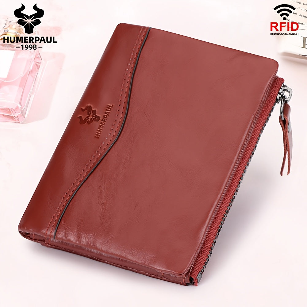 Women's Leather Wallet RFID Blocking Coin Purse Stylish Gift BP812