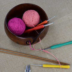 Wooden Yarn Bowl with Holes Crochet Holder Storage Bowls for Knitting