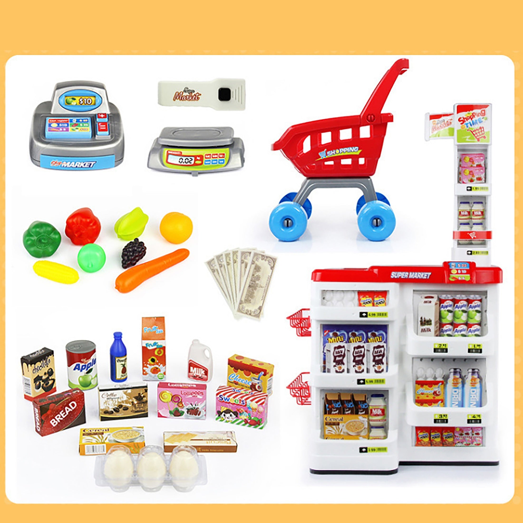 Goujiajia Supermarket Cart Toy Set for Kids
