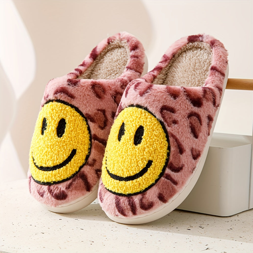 Leopard Print Fuzzy Slippers Soft Plush Shoes Winter Warm Indoor Slippers