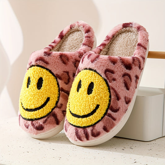 Leopard Print Fuzzy Slippers Soft Plush Shoes Winter Warm Indoor Slippers